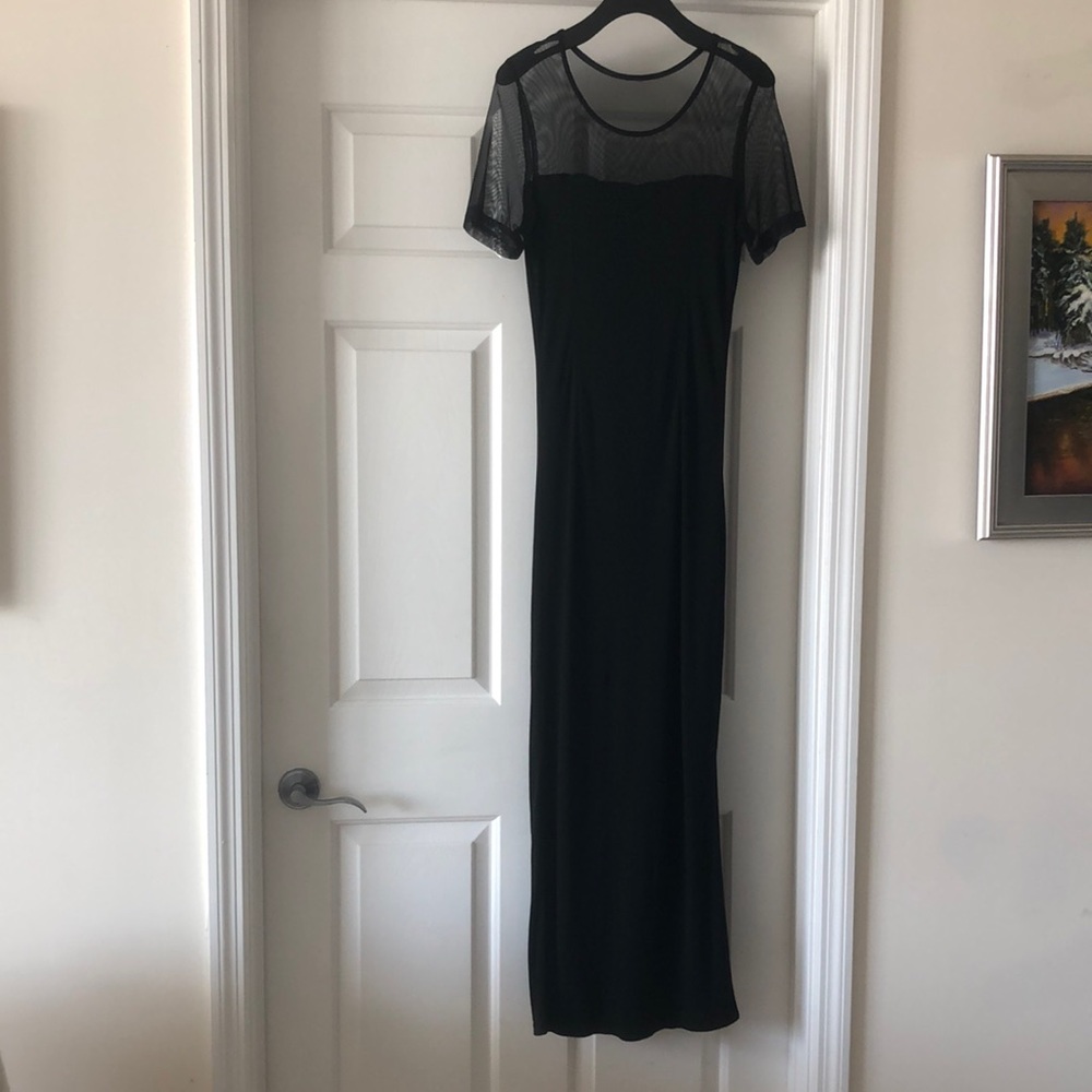 Long black dress.
